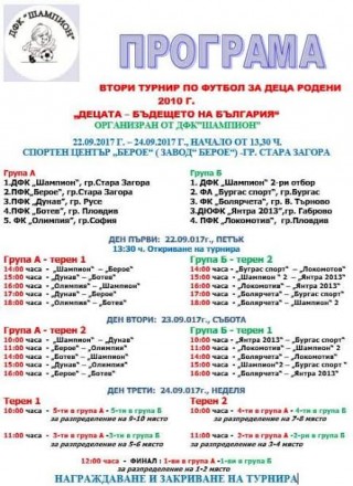 Утре в Стара Загора започва тридневен детски турнир по футбол