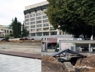 Ремонтът пред община Стара Загора продължава